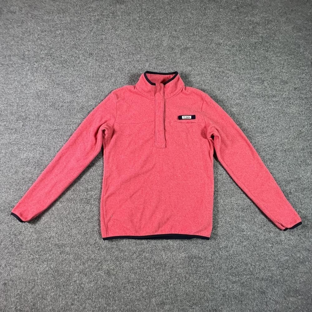 Columbia PFG Fleece Jacket Womens S Coral Pink Performance Quarter Snap Pullover